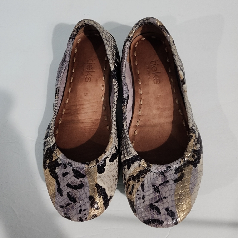TIEKS Purple Snake Leather Ballet Flats Shoes